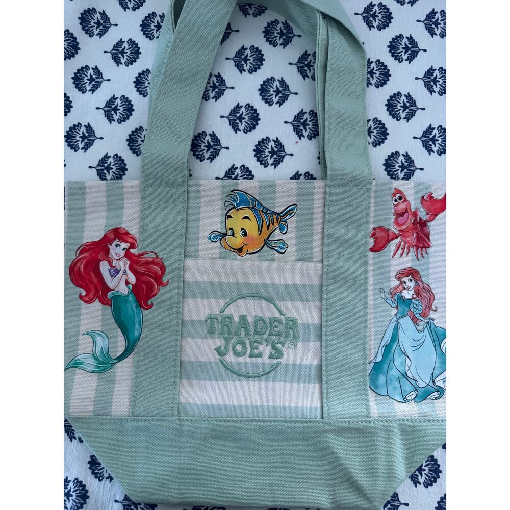 Disney Ariel Green Striped Custom Made Trader Joes Mini Tote
